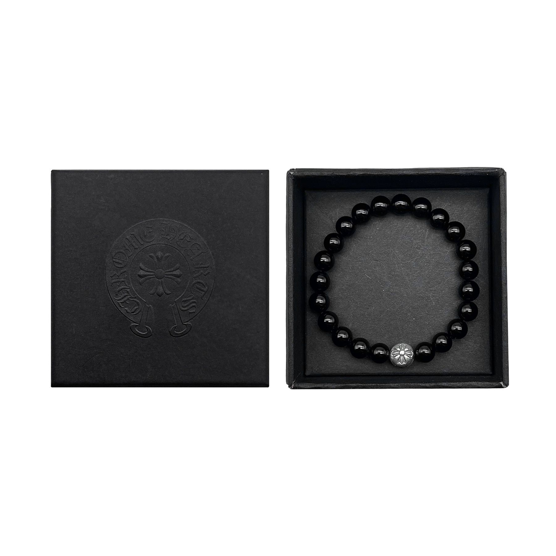 Chrome Hearts Chrome Hearts 8mm Single Silver Obsidian Cross Bracelet Size ONE SIZE - 4 Thumbnail