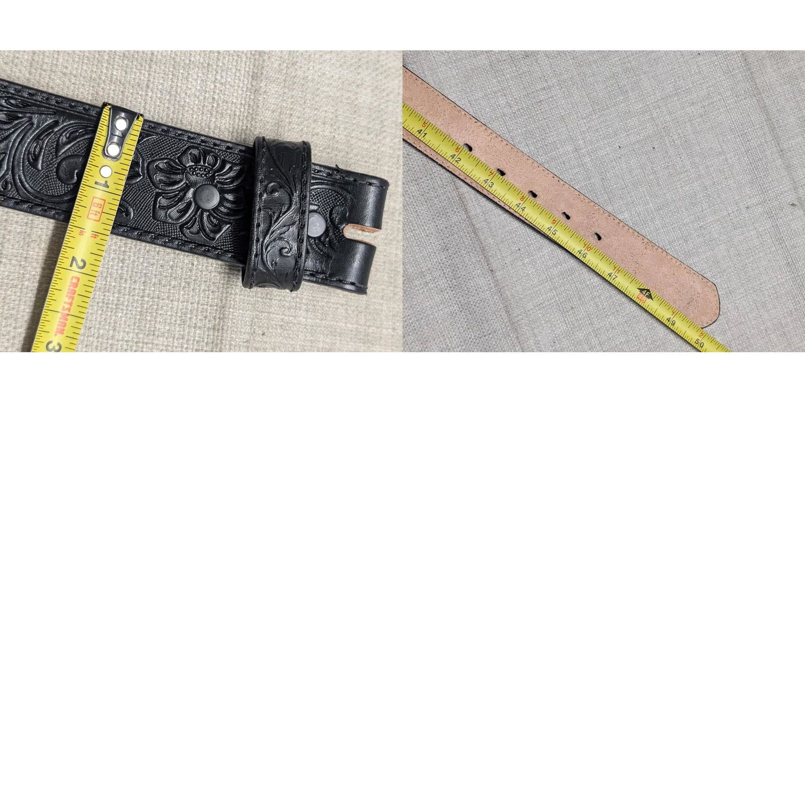 Vintage VINTAGE Justin belt Western Belt 1-1/2" black floral tooled cowhide leather Made in USA 44 Mens Size 44 - 8 Thumbnail