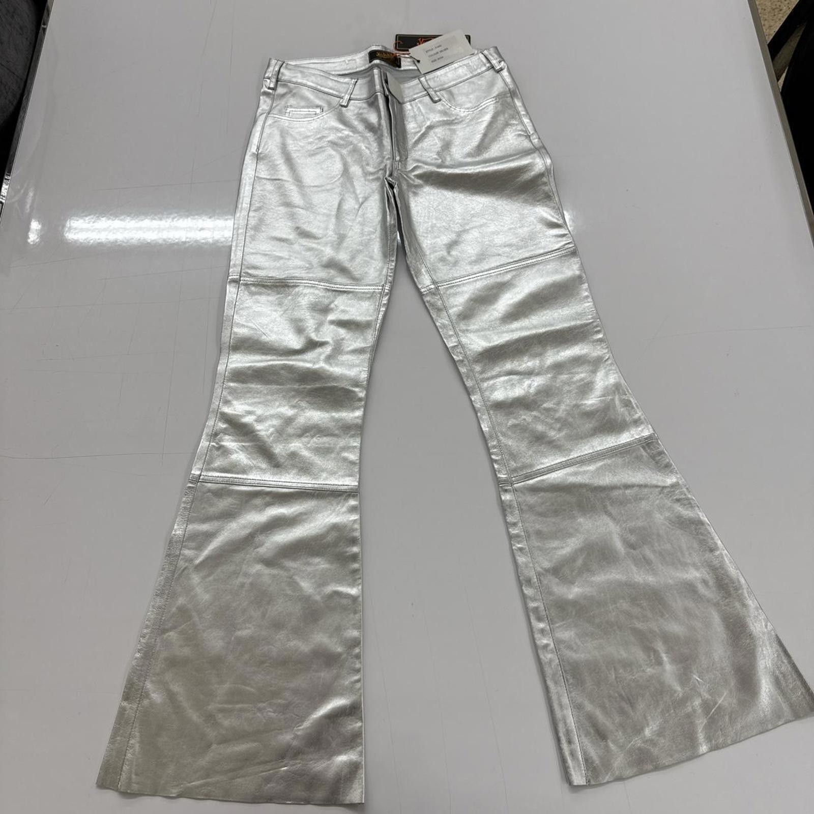 Von Dutch Von Dutch Paris Silver Leather Flare Pants Size 26/34 Size 26" / US 2 / IT 38 - 1 Thumbnail