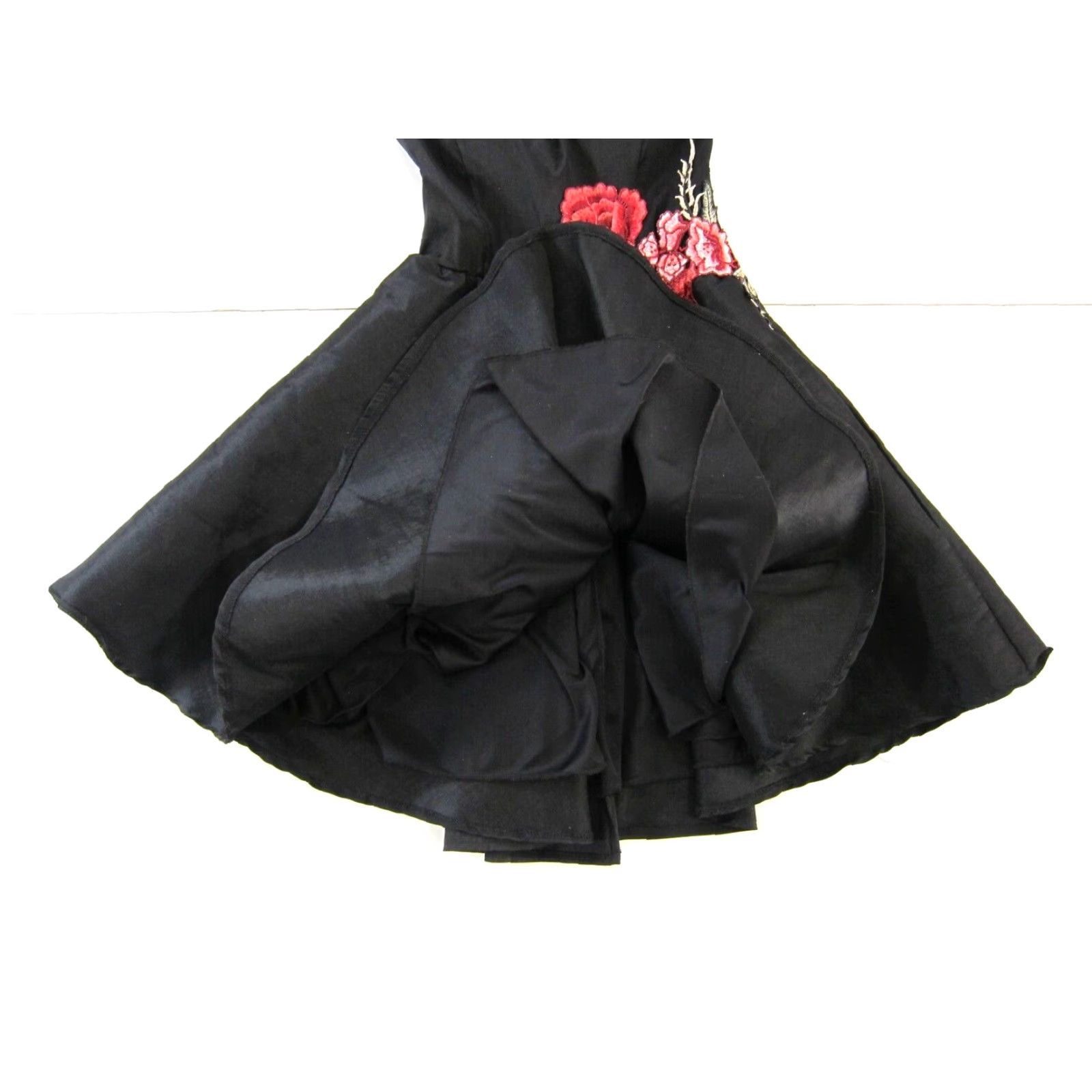 Vintage Windsor Black Pink Embroidered Rose Floral Strapless Sweetheart Prom Dress XS Size XS / US 0-2 / IT 36-38 - 7 Thumbnail
