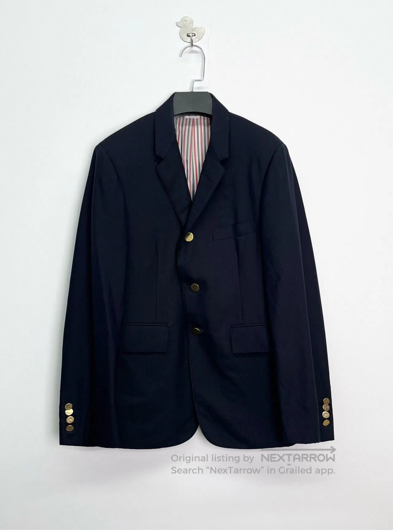 Thom Browne navy blue striped blazer with gold buttons. Size US S / EU 44-46 / 1 - 1 Thumbnail