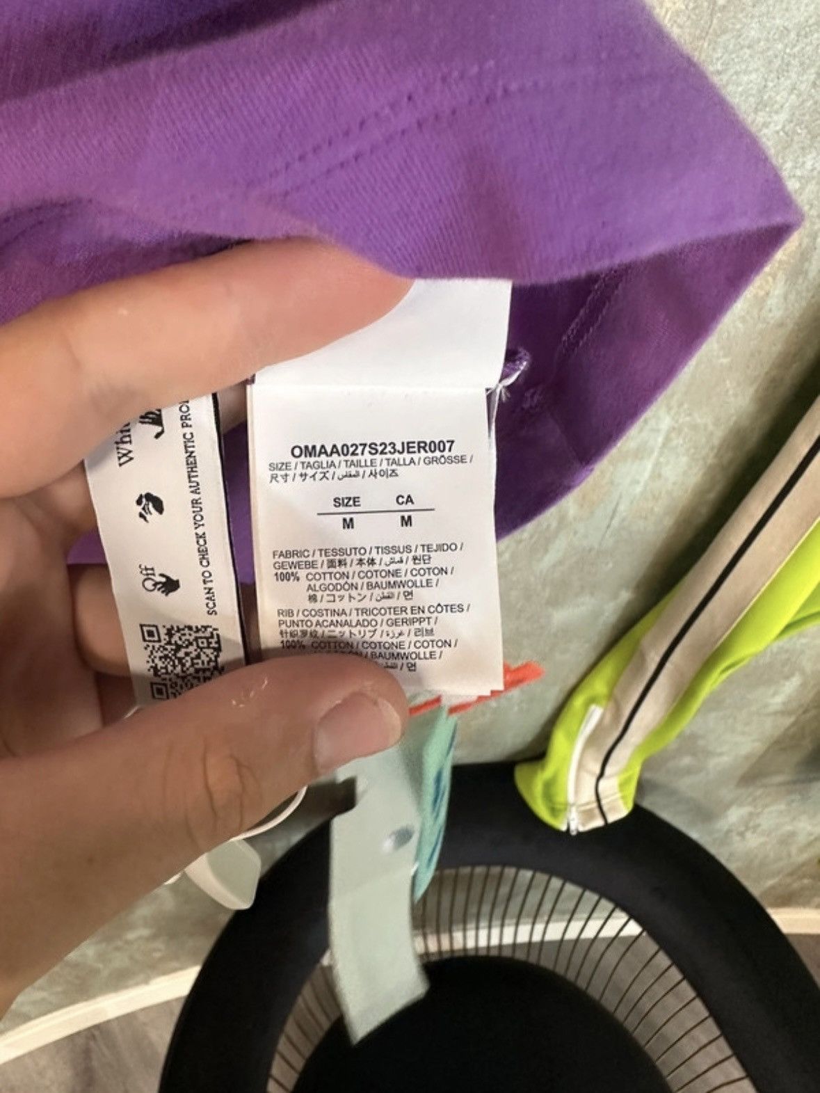 Off-White Purple/White Off-White Hands Tee (M) Size US M / EU 48-50 / 2 - 5 Thumbnail
