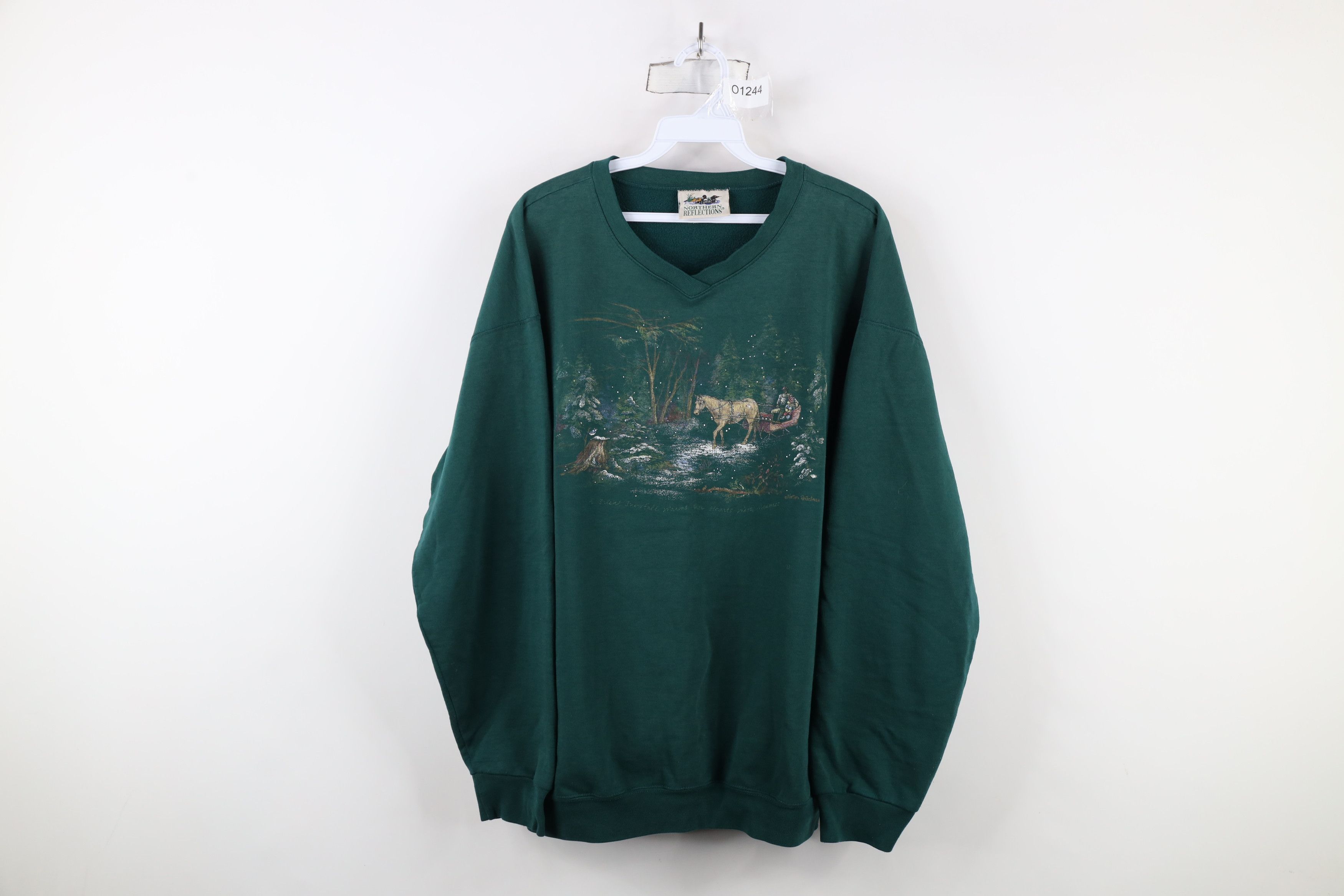 Vintage Vintage 90s Streetwear Nature Forest Sweatshirt Green USA Size XL / US 12-14 / IT 48-50 - 1 Thumbnail