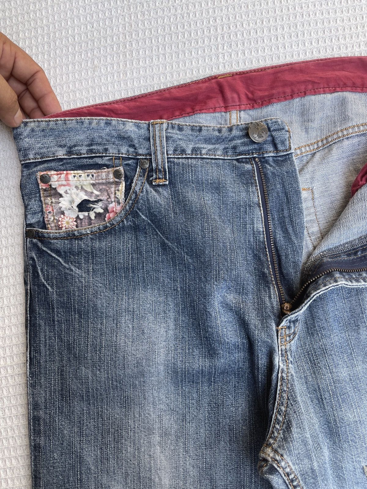Karakuri Tamashii LastDrop🔥Rare🔥VtgJapanese Brand Karakuri Style Sukajan Jeans Size US 34 / EU 50 - 7 Thumbnail