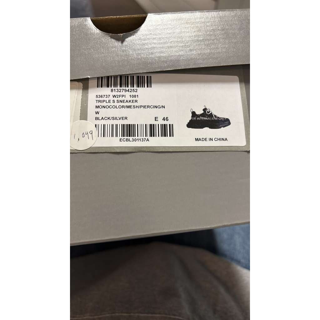 Balenciaga o1rshd1 Triple S Soccer Sneakers in Black/Silver Size US 13 / EU 46 - 25 Thumbnail