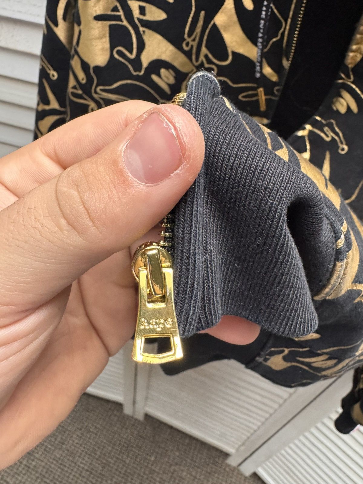 Men’s Casual AAPE Hoodie Black Gold
