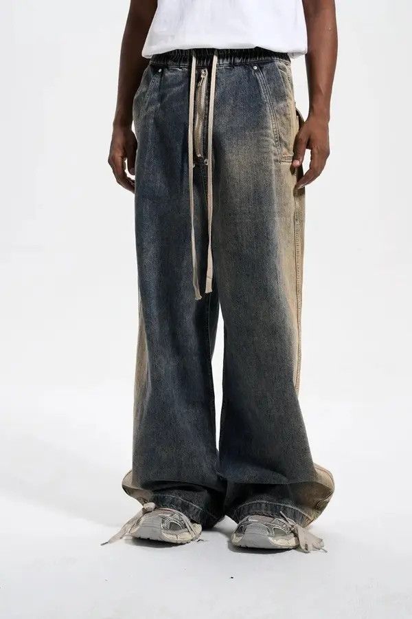 VIBE Baggy Washed Zipper Gradient Vintage Denim Jeans Size US 34 / EU 50 - 3 Thumbnail
