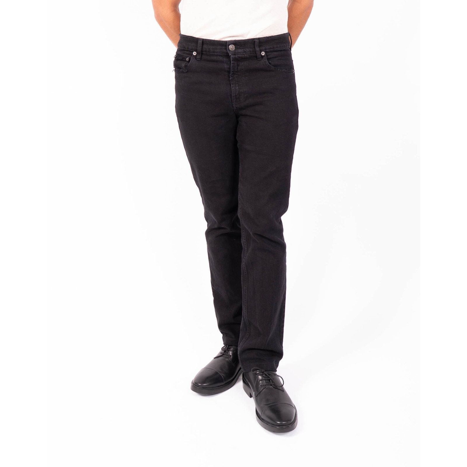 Balenciaga SS21 Flared Logo Tab Jeans in Washed Black Denim Size US 29 - 1 Thumbnail