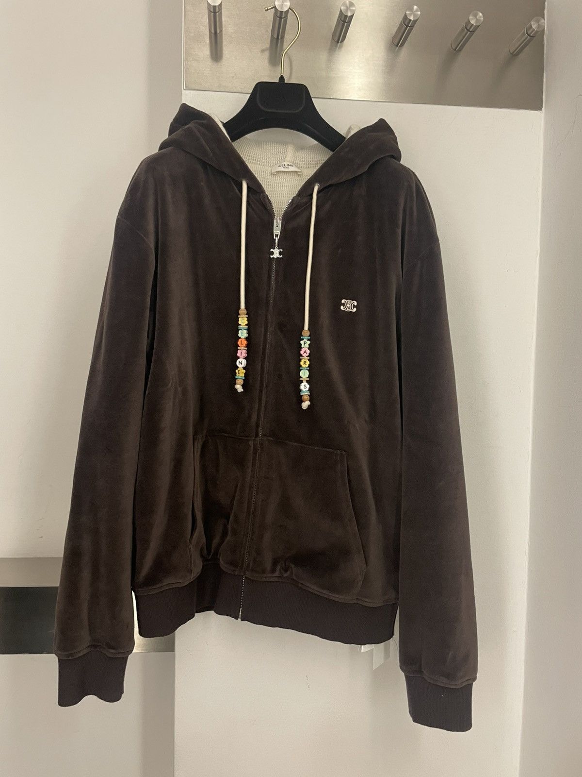 Celine ZIPPED HOODIE IN VELVET COTTON Size US M / EU 48-50 / 2 - 1 Thumbnail