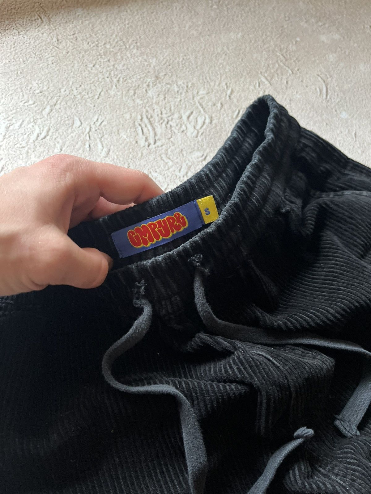 Empyre Empire Black Loose Fit Drawstring Corduroy Pant Distresed Y2 Size US 31 - 6 Thumbnail
