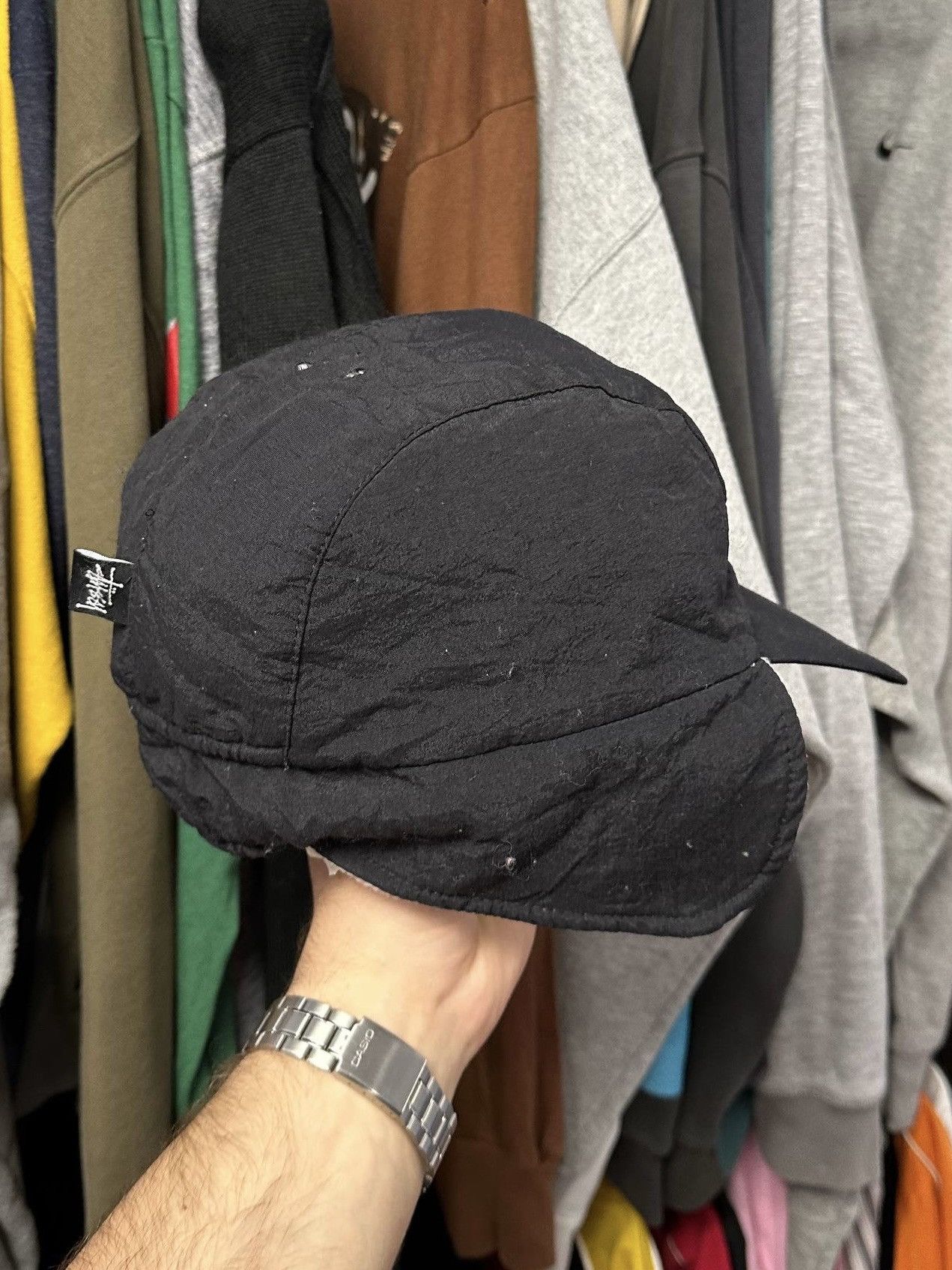 Stussy Vintage 90s Stussy Reversible Trapper Hat Nylon Black Rare Size ONE SIZE - 10 Thumbnail