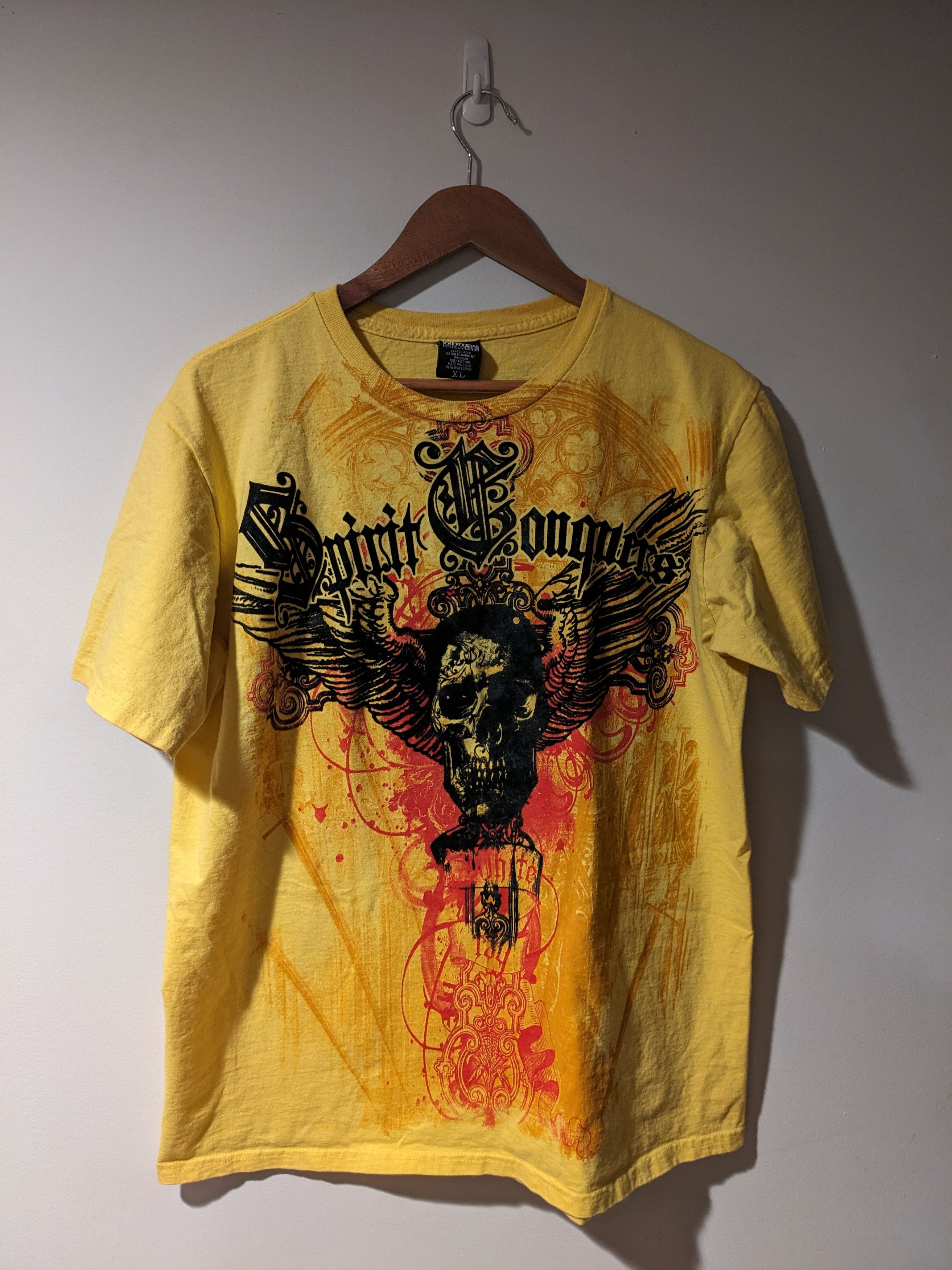Southpole × Vintage Vintage Y2K Spirit Conquers Skull Yellow X-Large T-Shirt Size US XL / EU 56 / 4 - 1 Thumbnail