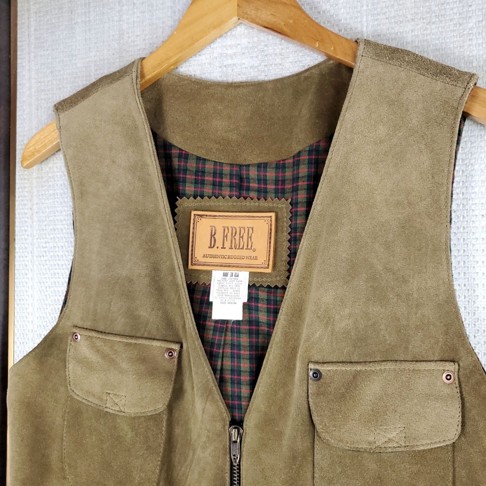 Arrow VINTAGE B. Free Men's Vest Suede Leather Utility Hunting Full Zip USA Made Brown XS/MD? Size US M / EU 48-50 / 2 - 5 Thumbnail