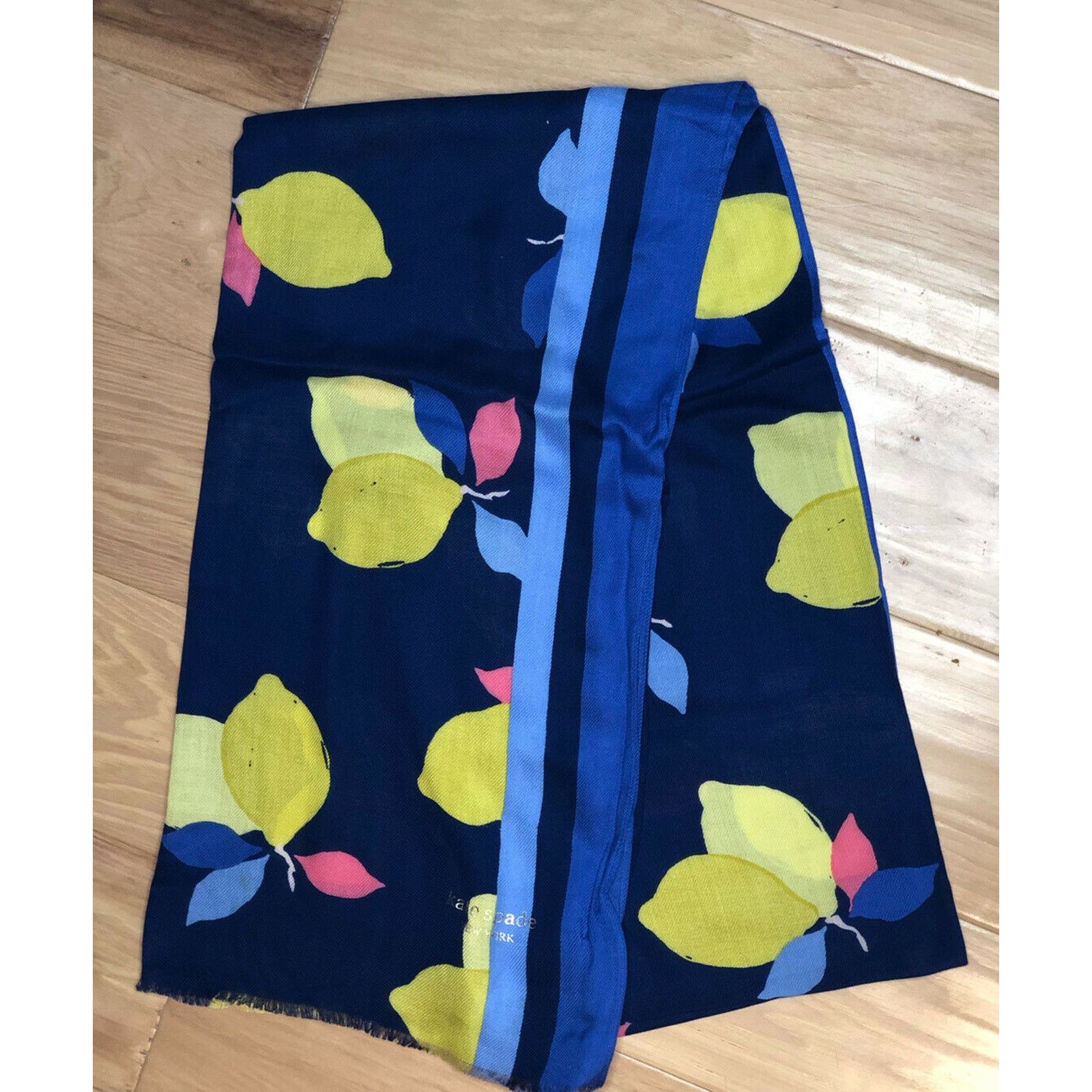 Kate Spade Kate Spade Lemon Zest Oblong Scarf River Blue KS1002511 Size ONE SIZE - 4 Thumbnail