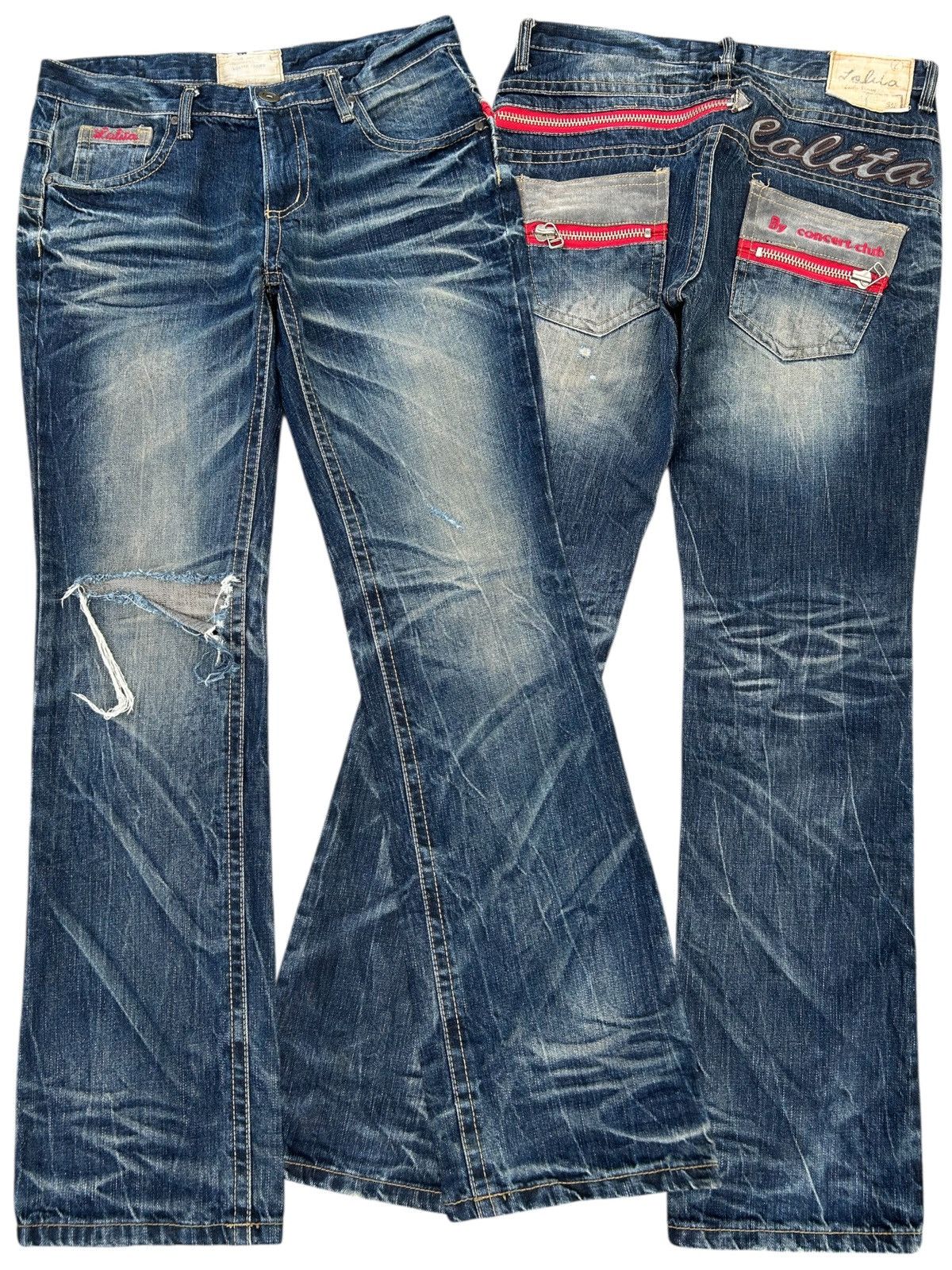 Kapital FLARE YOSHITOMO NARA LOLITA Vintage Distressed Denim Jeans Size US 34 / EU 50 - 1 Thumbnail