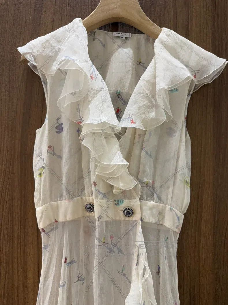 Chanel Chanel Farewell to Lafayet's silk print dress Size XS / US 0-2 / IT 36-38 - 3 Thumbnail