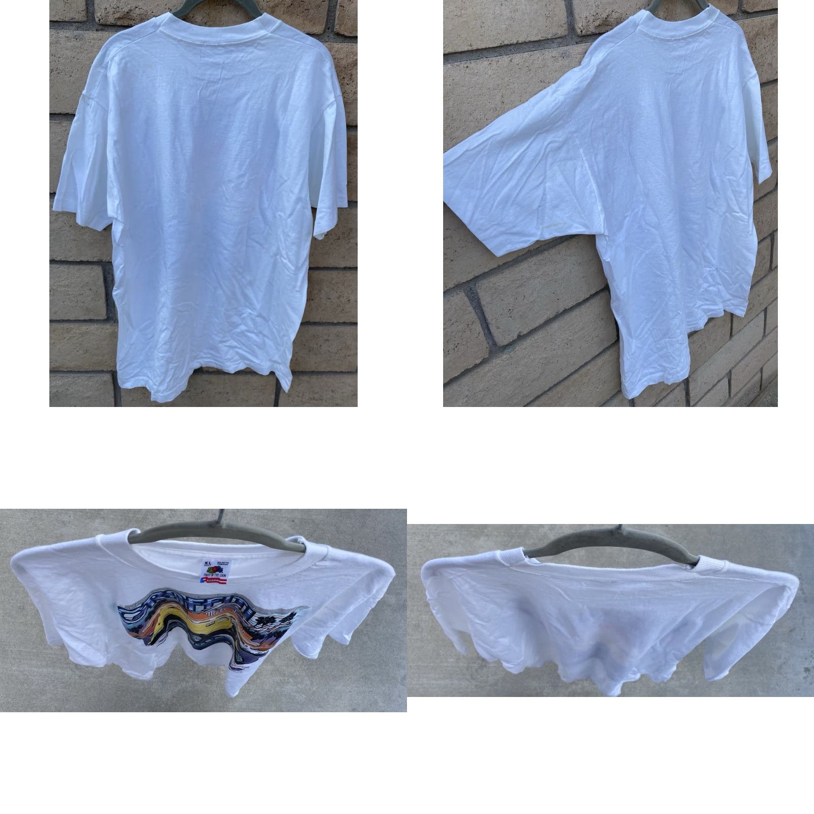 Fruit Of The Loom VINTAGE American Graffiti Night Mels Deive In Modesto 1992 T-Shirt Tee XL White USA 90s Cars City Thread: Fruit of the Loom Men T-Shirt Size US XL / EU 56 / 4 - 8 Thumbnail