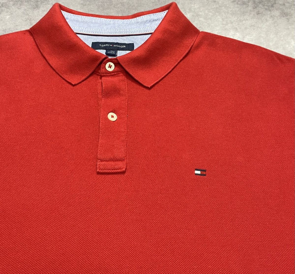 Tommy Hilfiger Vintage Tommy Hilfiger Red Interlock Polo Shirt Size US XL / EU 56 / 4 - 2 Thumbnail
