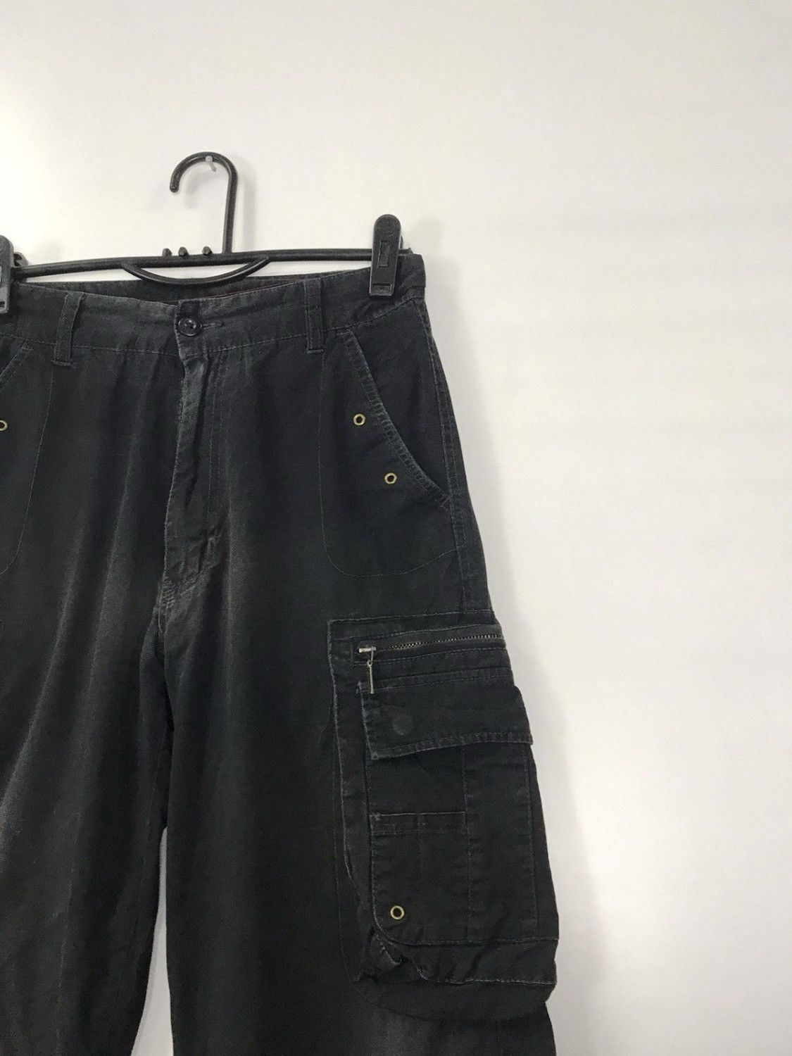 Japanese Brand × Vintage Vintage Japanese Faded Black Cotton Cargo Pants 28x29 Size US 28 / EU 44 - 3 Thumbnail