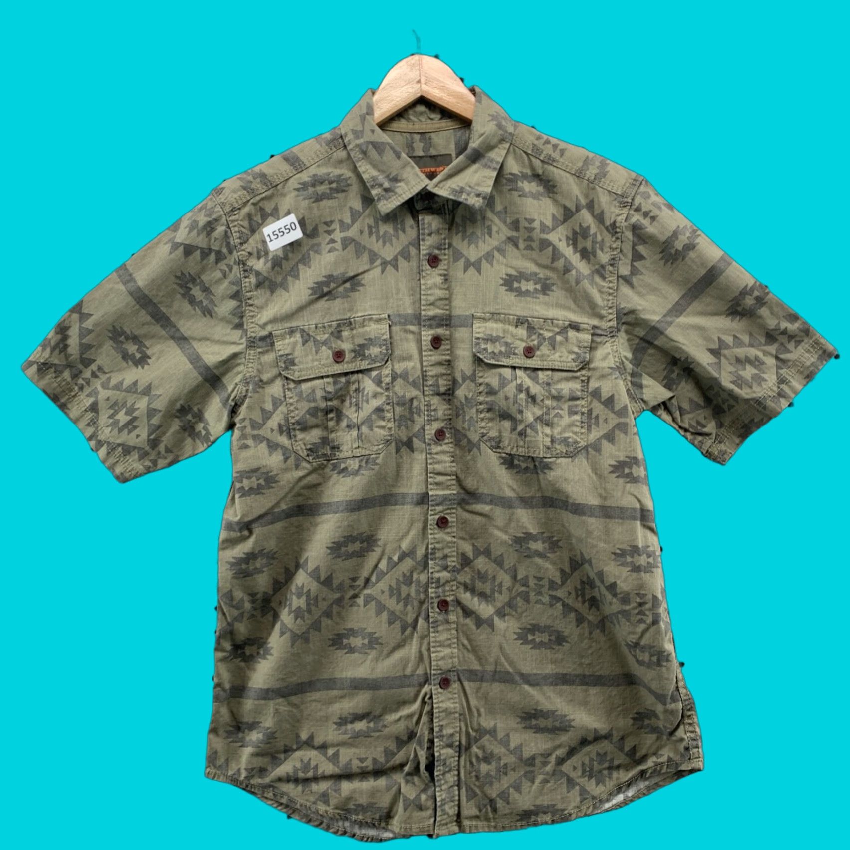 Vintage VINTAGE Northwest Territory Geometric Button-Up Shirt Medium Black Green Aztec Casual Mens Size US M / EU 48-50 / 2 - 1 Thumbnail