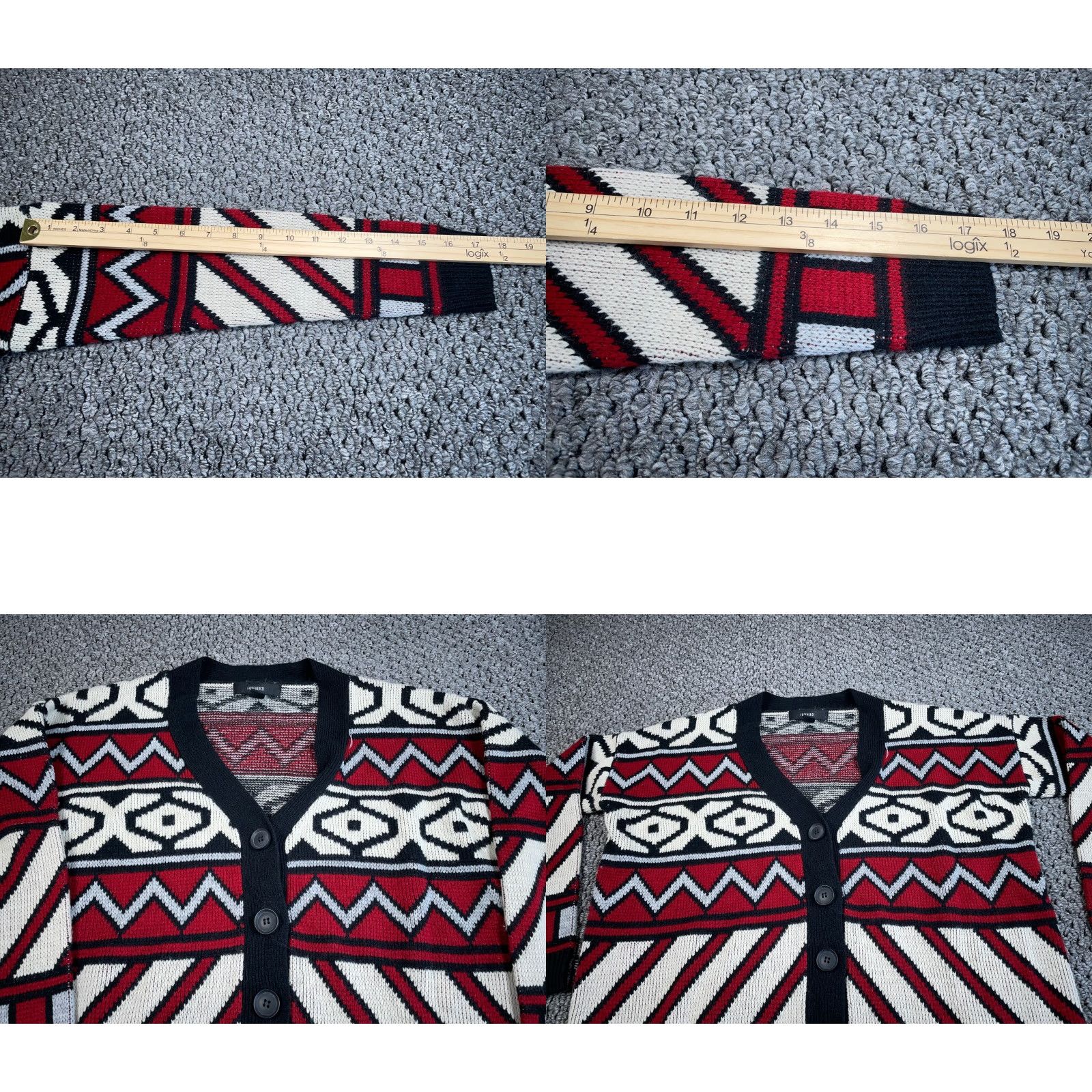 Forever 21 FOREVER 21 Geometric Pattern Cardigan Women's M Red White Black Sweater Size M / US 6-8 / IT 42-44 - 8 Thumbnail