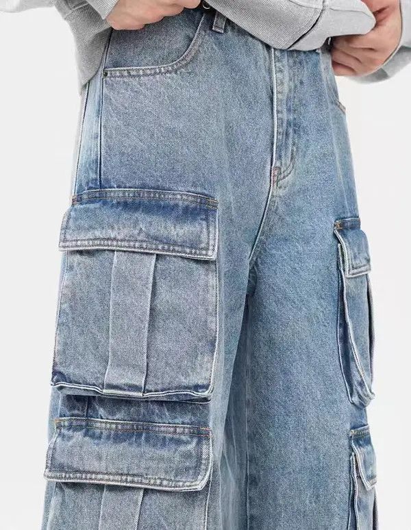 Japanese Brand Kouda Vintage Street Multi-Pocket Washed Loose Work Jeans Size US 34 / EU 50 - 6 Thumbnail