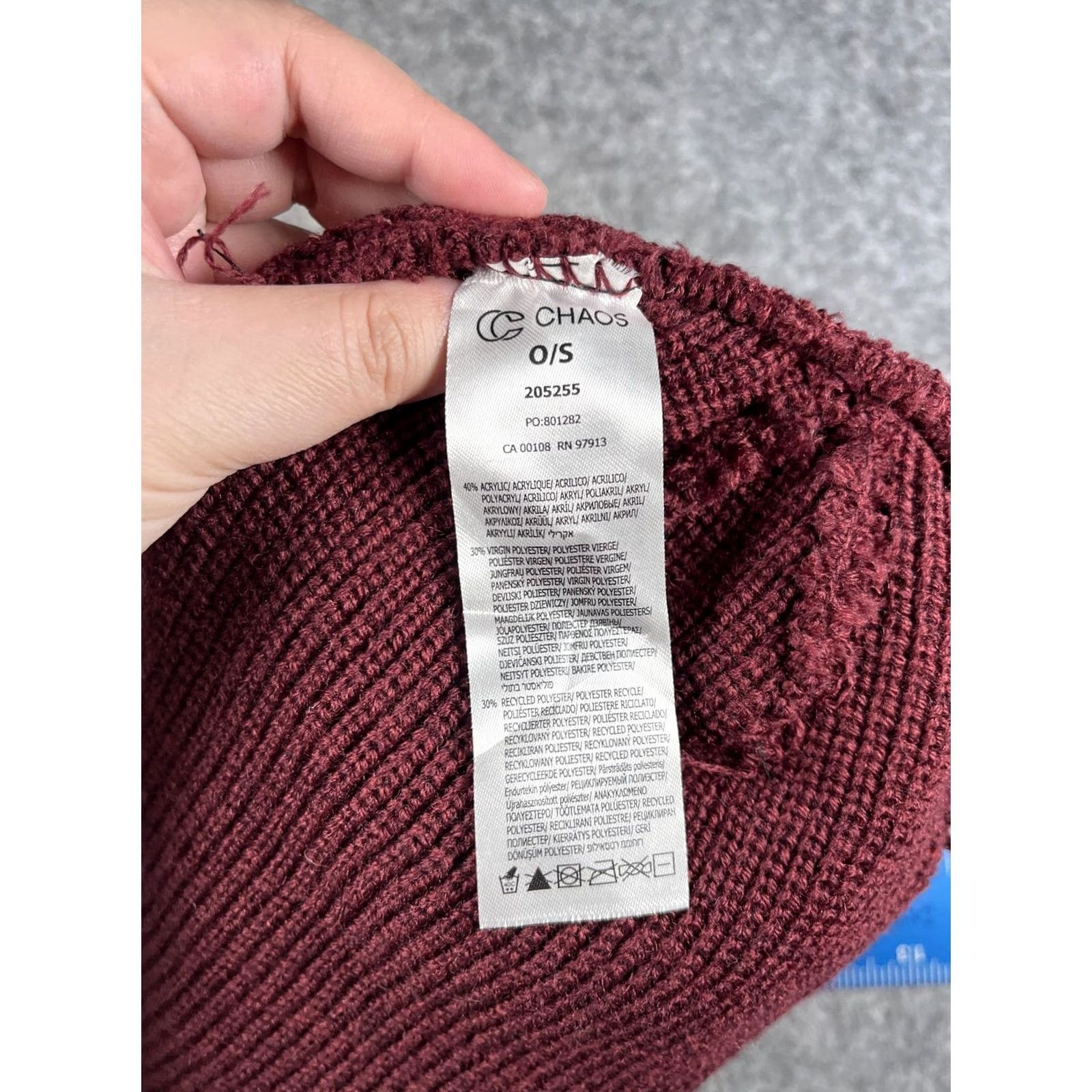 Vintage Chaos Hat Beanie Mens One Size Red Knit Cuffed Stretch Winter Casual Warm Size ONE SIZE - 7 Thumbnail