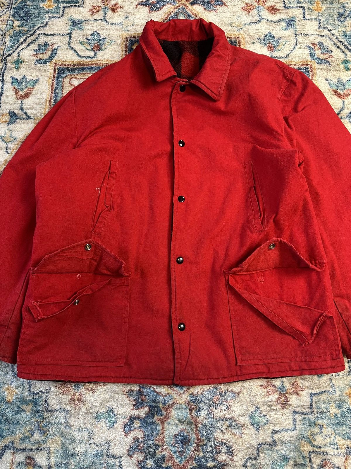 Vintage Vintage 1970s Red Buffalo Plaid Reversible Hunting Jacket Size US L / EU 52-54 / 3 - 7 Thumbnail