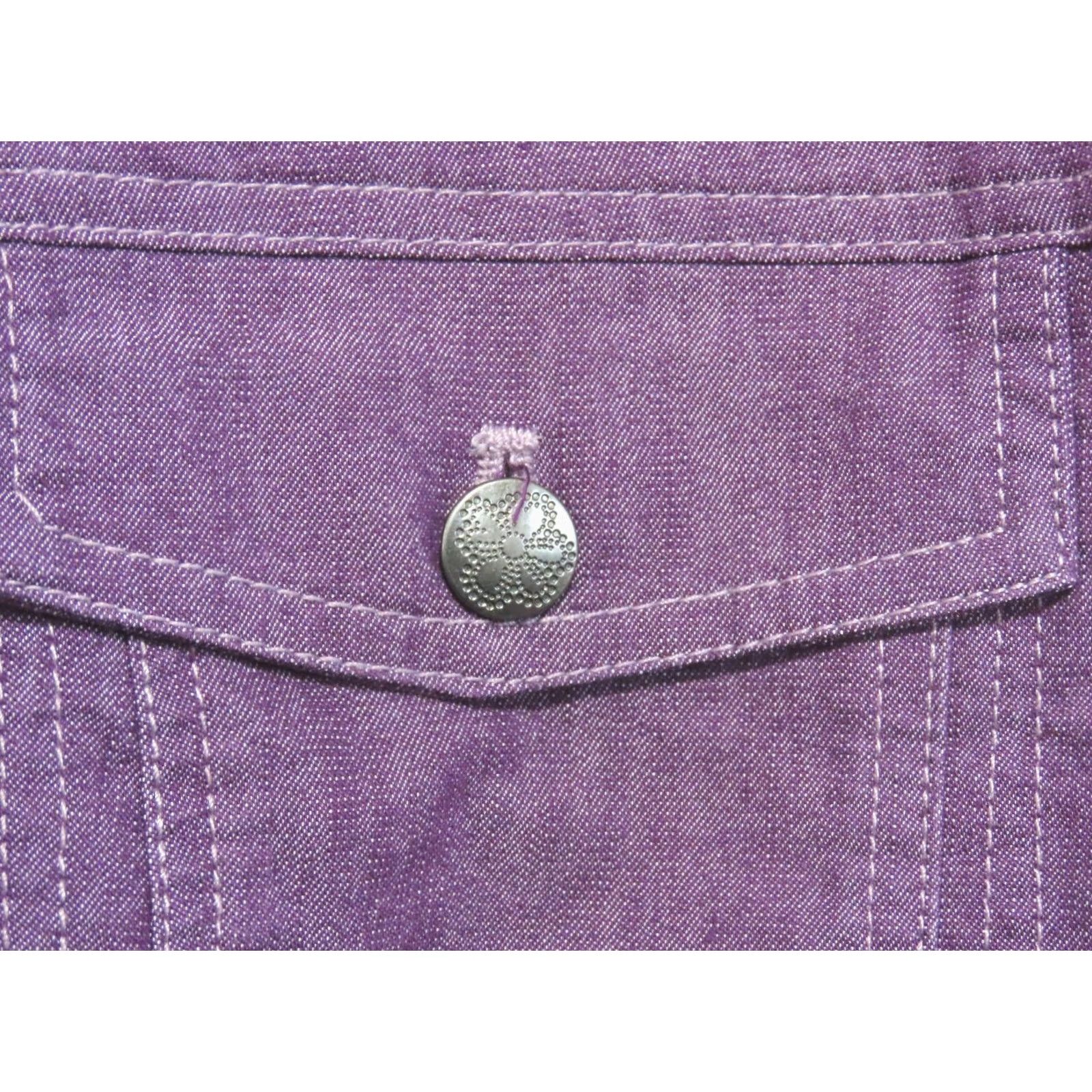 Denime D & Co. Denim + Company Women's 1X Purple Button Up Jean Jacket Shirt Jacket Womens Regular XS-XL? Size 40" / US 18 - 4 Thumbnail