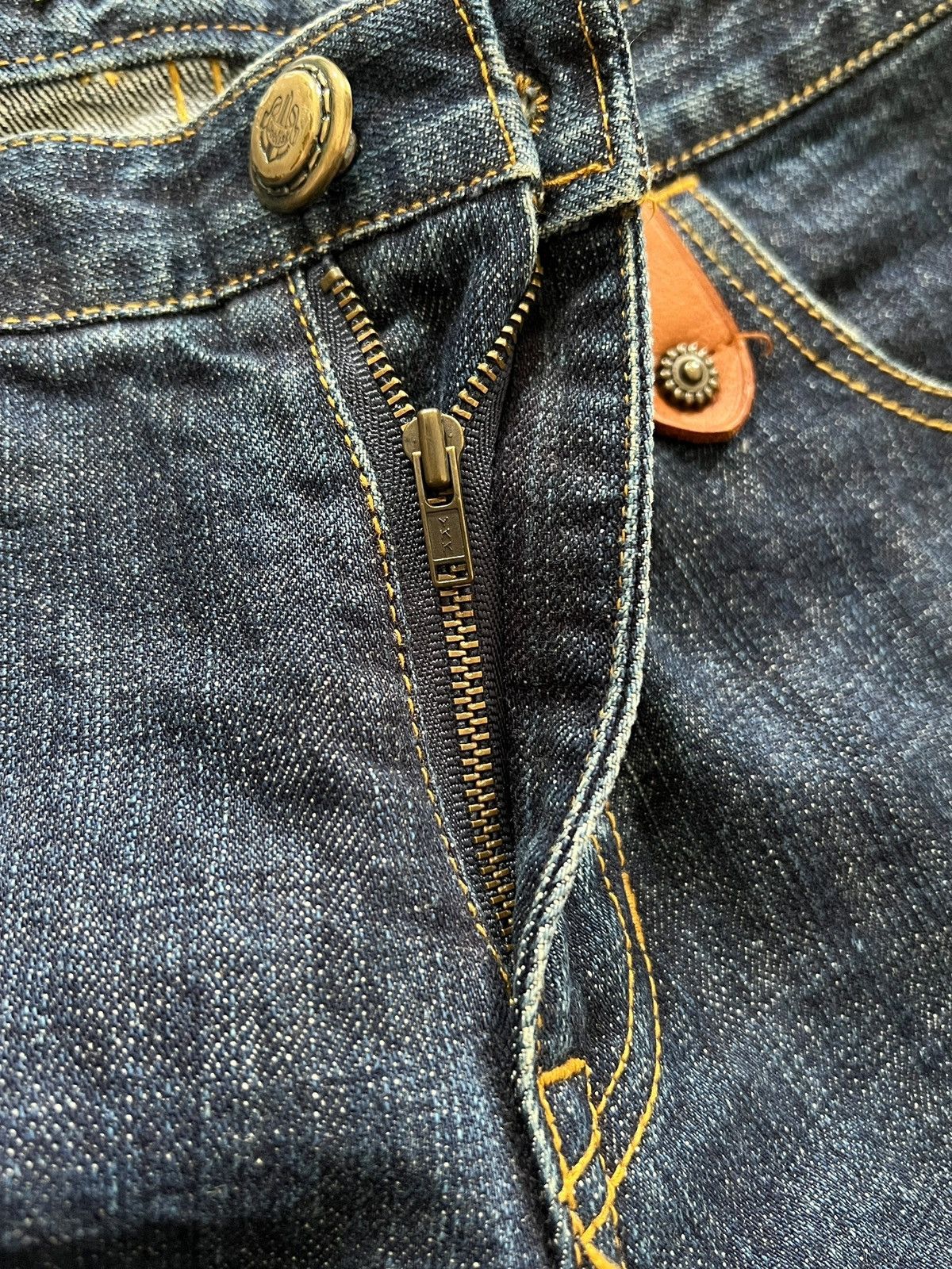 Obelisk 1990s Obelisk Stitching Flare Denim Leather Trim Size US 30 / EU 46 - 16 Thumbnail