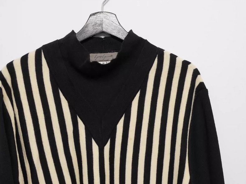 Yohji Yamamoto Yohji Yamamoto 1990SS Double Neck Striped Sweater 2505-Next Size US M / EU 48-50 / 2 - 4 Thumbnail