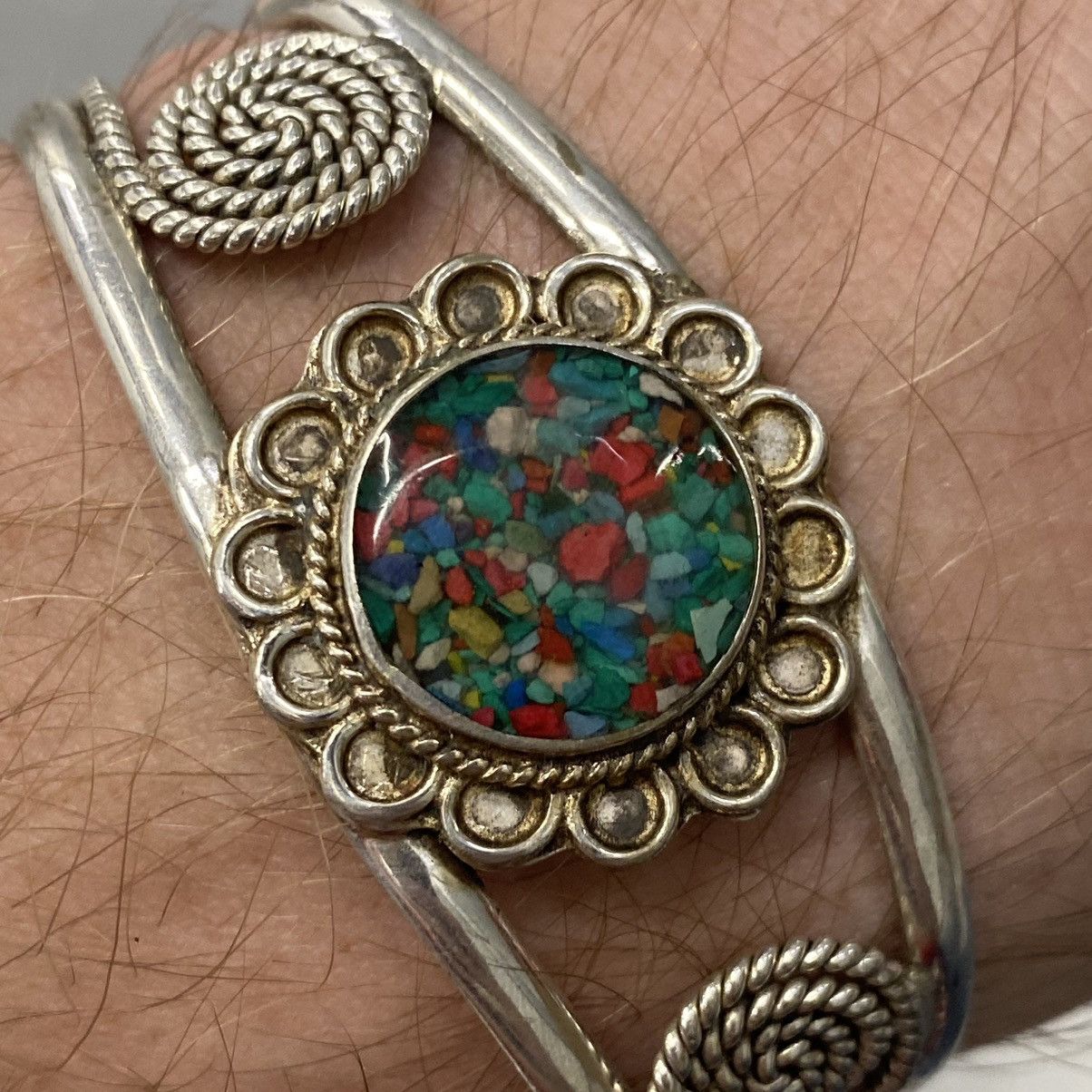 Kapital × Vintage Vtg 60s 70s Alpaca Silver Floral Rope Motif Western Cuff Size ONE SIZE - 8 Thumbnail