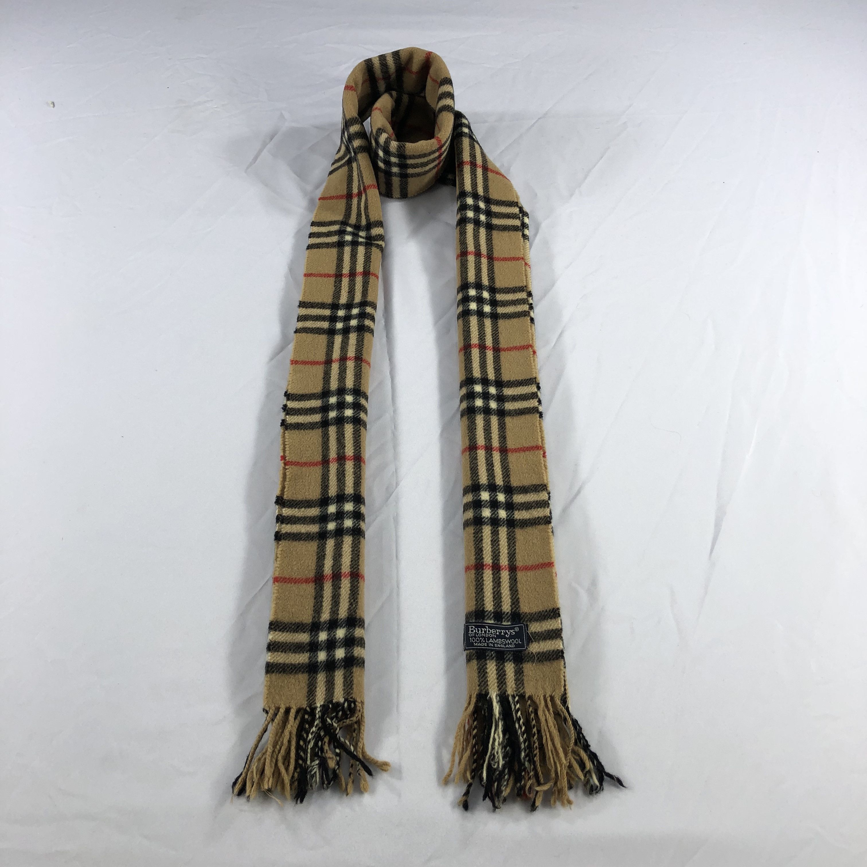 Burberry Burberrys Nova Check Tan Wool Scarf Muffler V1012 Size ONE SIZE - 1 Thumbnail