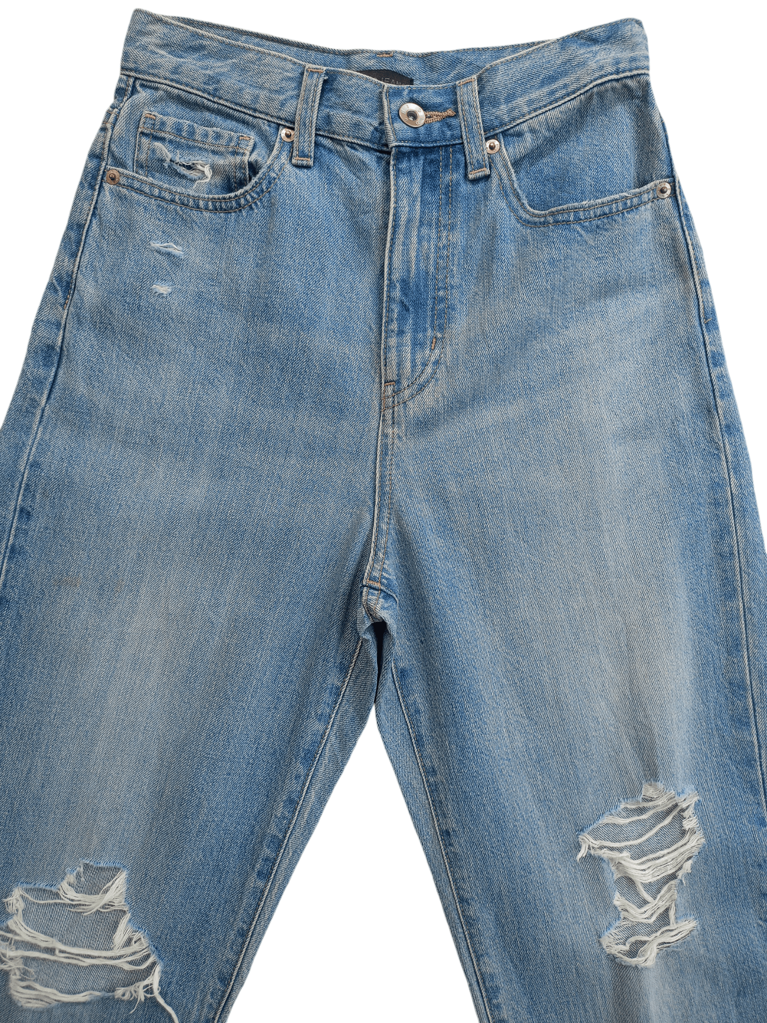 Kaihara Denim × Uniqlo × Vintage UNIQLO Cropped Distressed Relaxed Tapered Streetwear Denim Size 22" - 2 Thumbnail