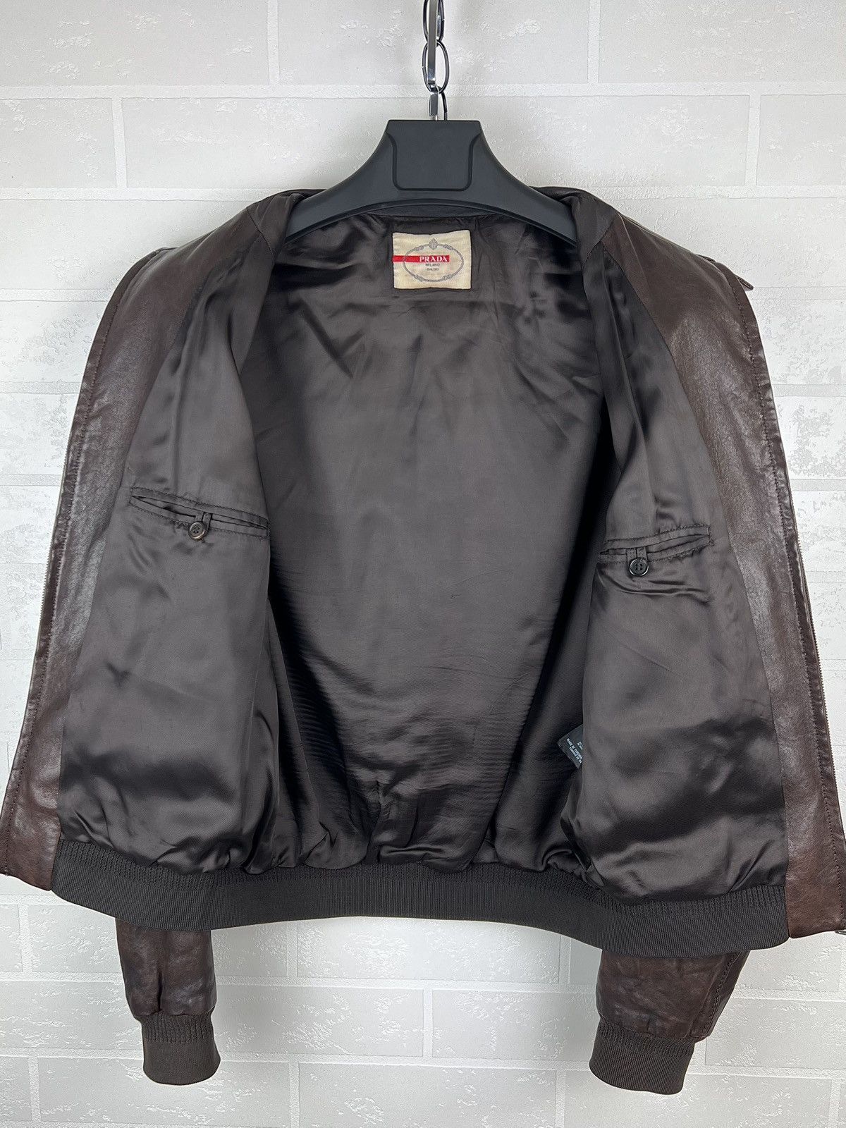 Prada PRADA MILANO Jacket Leather Bomber Lambskin Brown Men's Size US M / EU 48-50 / 2 - 10 Thumbnail
