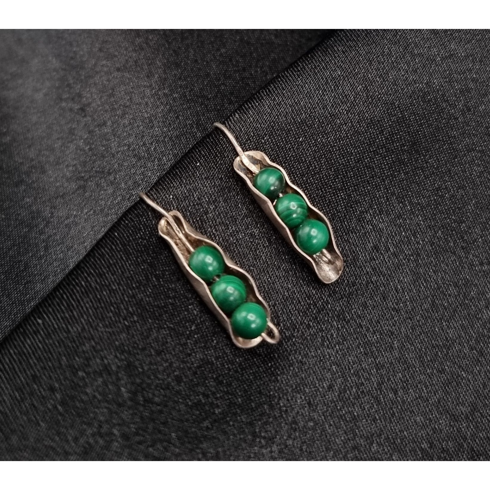 Vintage Vintage Early 2000's Malachite 925 Sterling Silver Earrings Size ONE SIZE - 1 Thumbnail