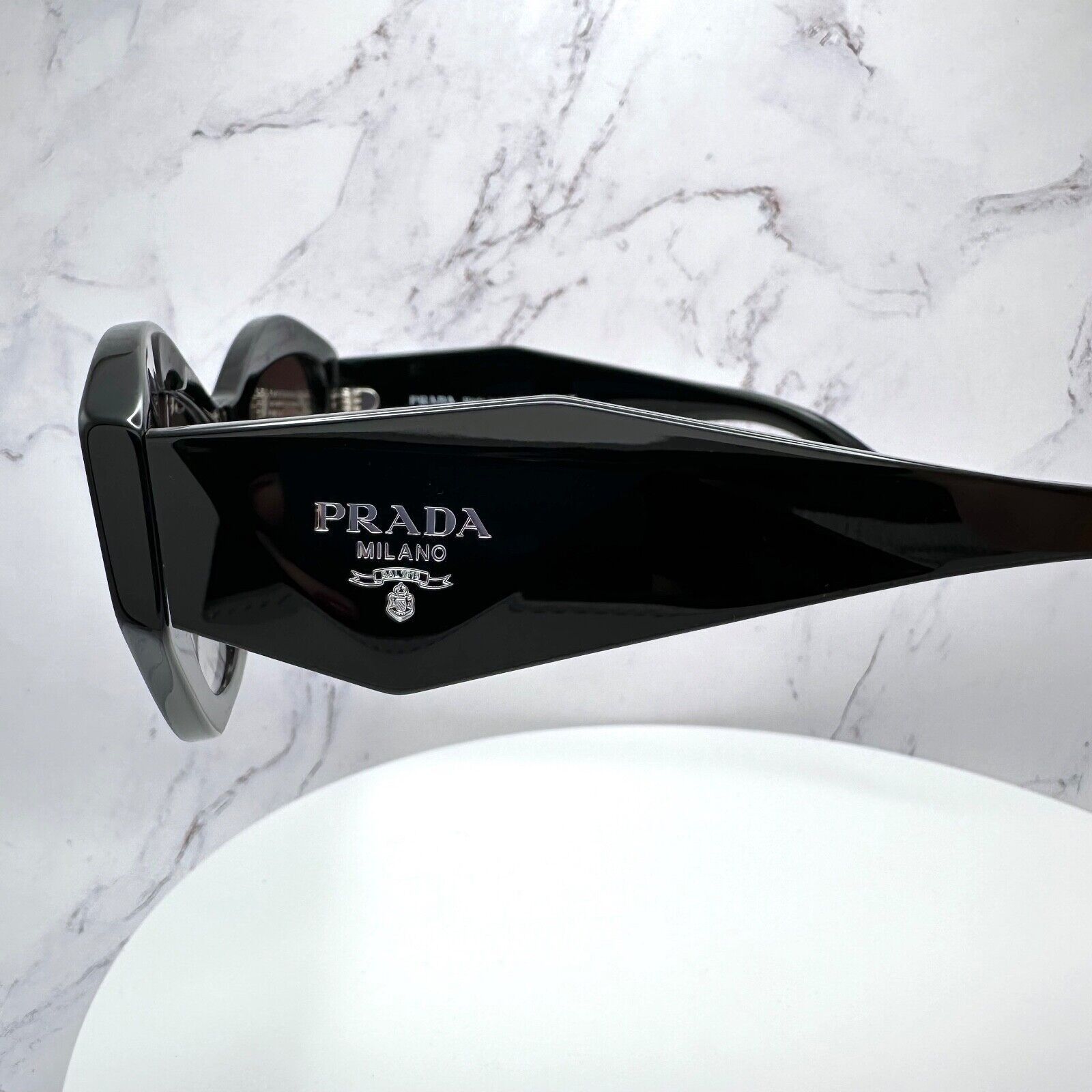 Prada New PRADA Sunglasses Black Acetate Geometric Rectangle Size ONE SIZE - 6 Thumbnail