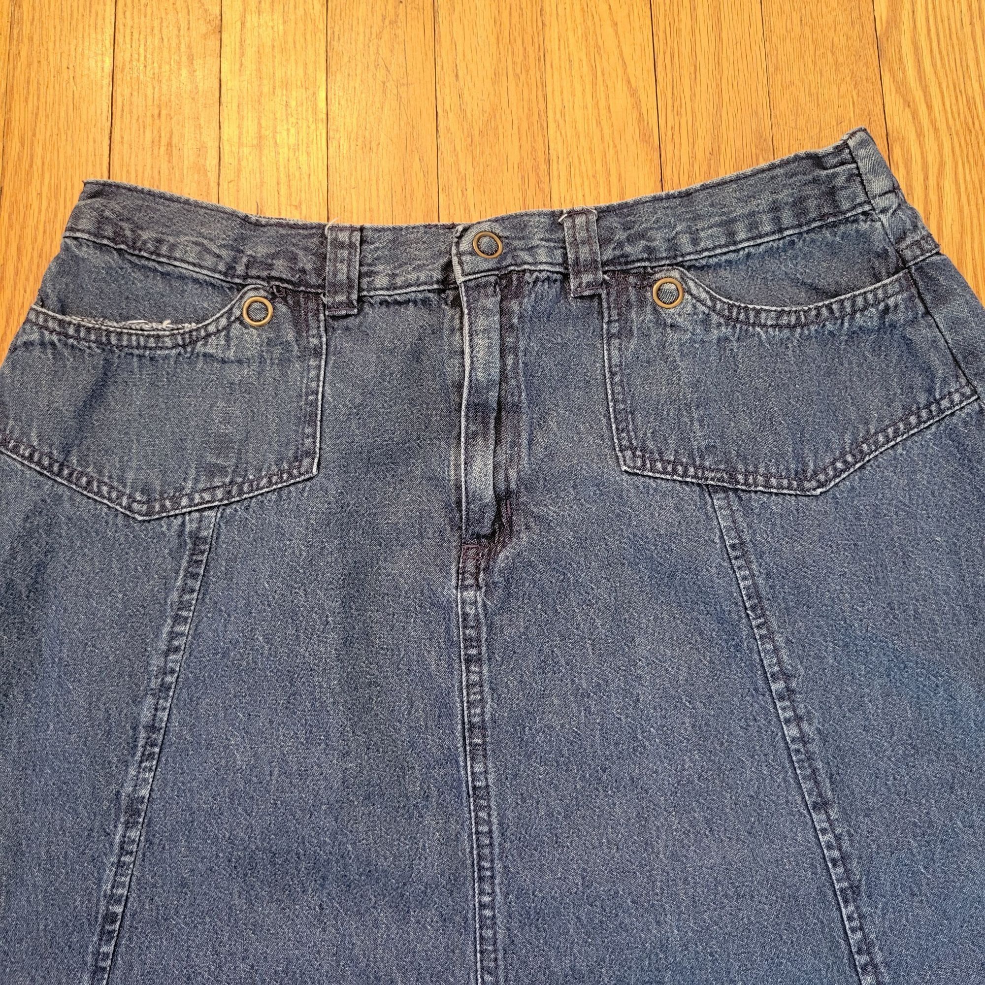 Vintage Southern Lady Blue Jean Denim A Line Skirt 16 Cotton Maxi Mo Size 38" / US 16 / IT 52 - 4 Thumbnail