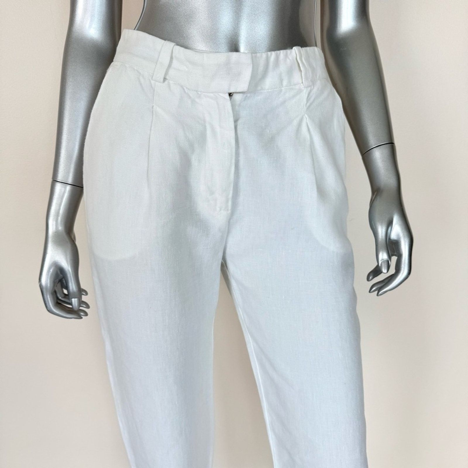 120% Lino 120 % Lino white women pants size 6 US Retail 350$ Size 28" / US 6 / IT 42 - 2 Thumbnail