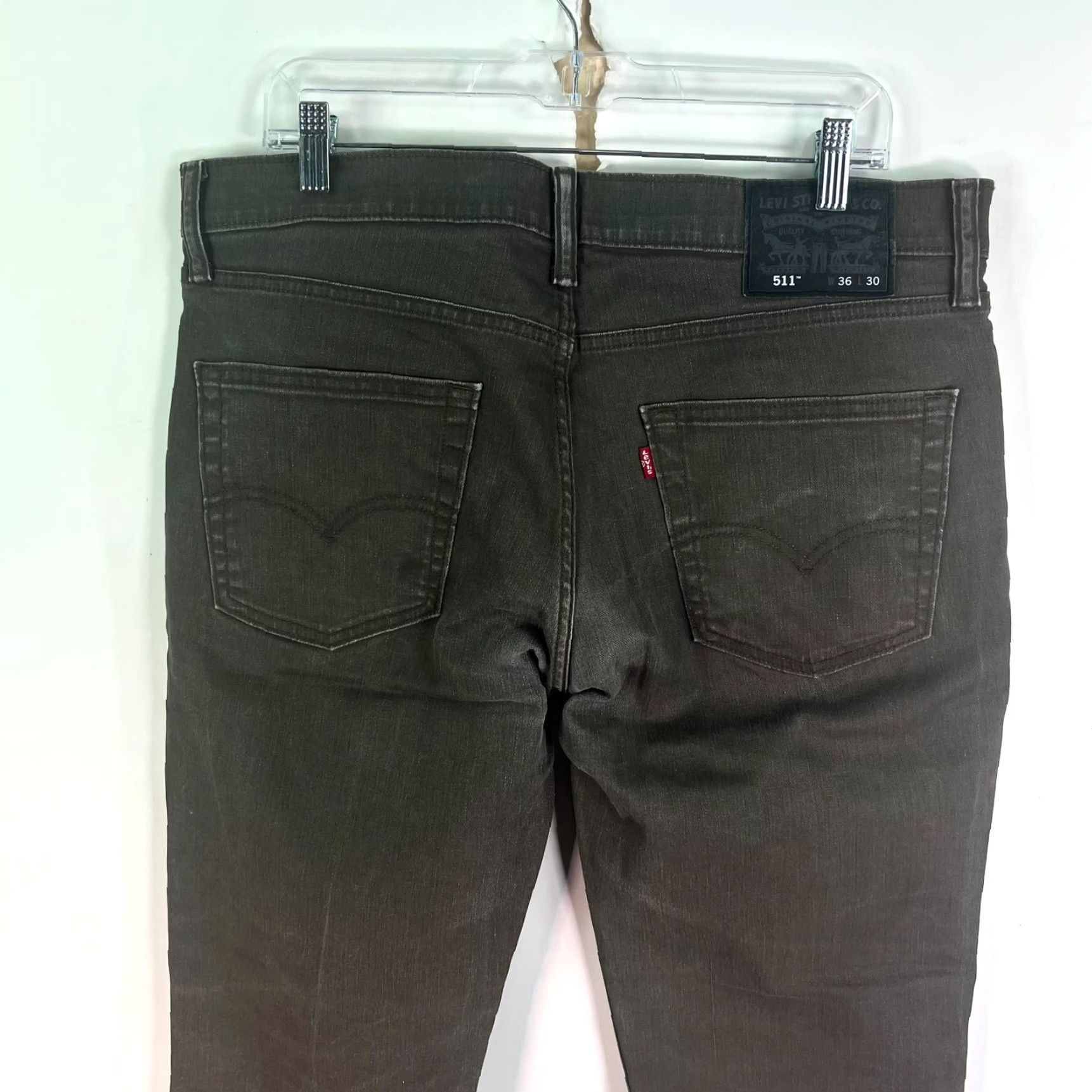 Levi's VINTAGE Levi's Jeans - Men's 36 Slim Fit Straight Leg Denim - Dark Green, 30-inch Inseam Size US 36 / EU 52 - 7 Thumbnail