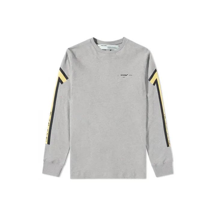Off-White Off-White Gray Long Sleeve T-Shirt with Yellow Accents 0079 Size US S / EU 44-46 / 1 - 1 Thumbnail