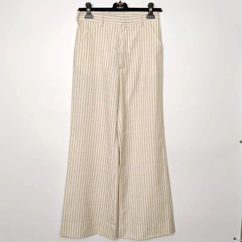 Maison Margiela Maison Margiela Cream Wool Wide-Leg Trousers 0089 Size 27" / US 4 / IT 40 - 1 Thumbnail