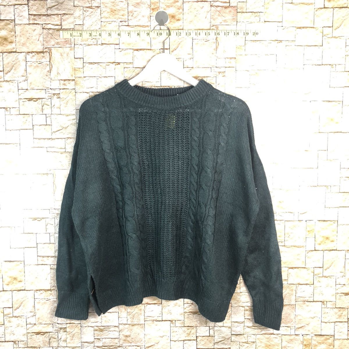 Homespun Knitwear × Japanese Brand Earth Music Dark Green cable Knitwear vintage #A899 Size US L / EU 52-54 / 3 - 1 Thumbnail