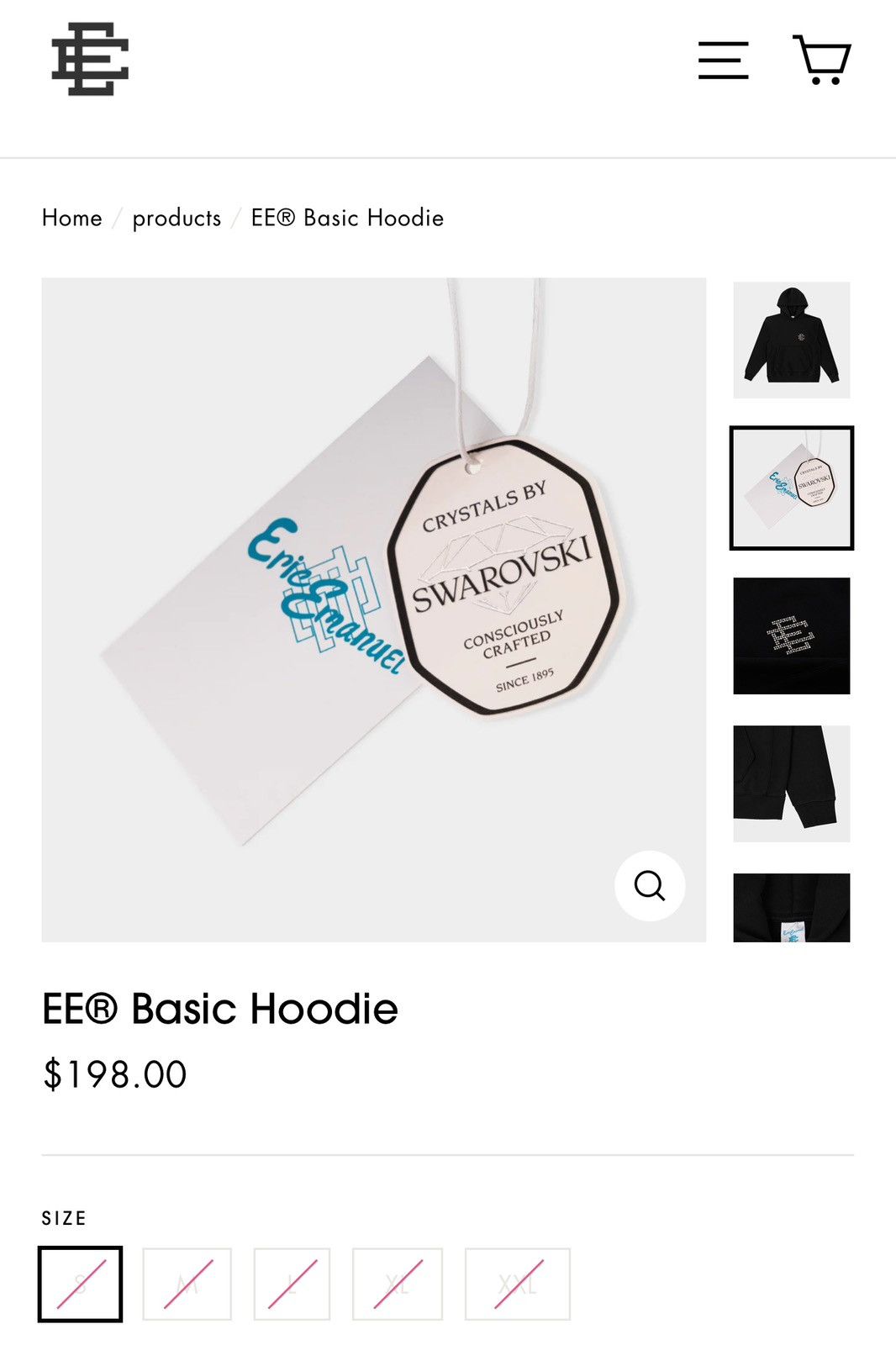 Eric Emanuel × Swarovski NEW Eric Emanuel x Swarovski Basic Hoodie Large Size US L / EU 52-54 / 3 - 9 Thumbnail