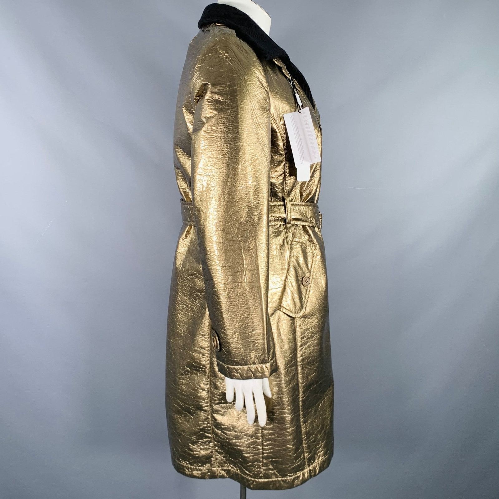 Akris AKRIS Size 12 Gold Polyester Blend Metallic Trench Coat Size XL / US 12-14 / IT 48-50 - 4 Thumbnail