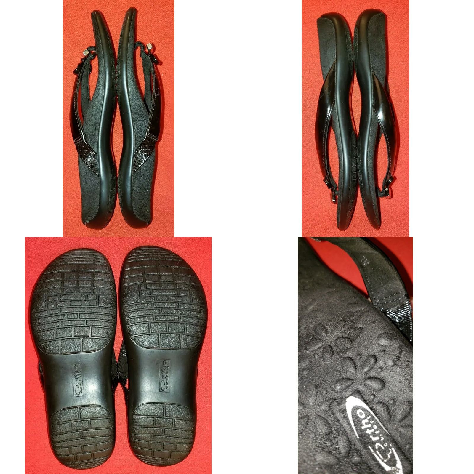Vintage Ortho Comfort Women's Patent Leather Slide Toe Post Sandals Black Size 7M Size US 7 / IT 37 - 8 Thumbnail