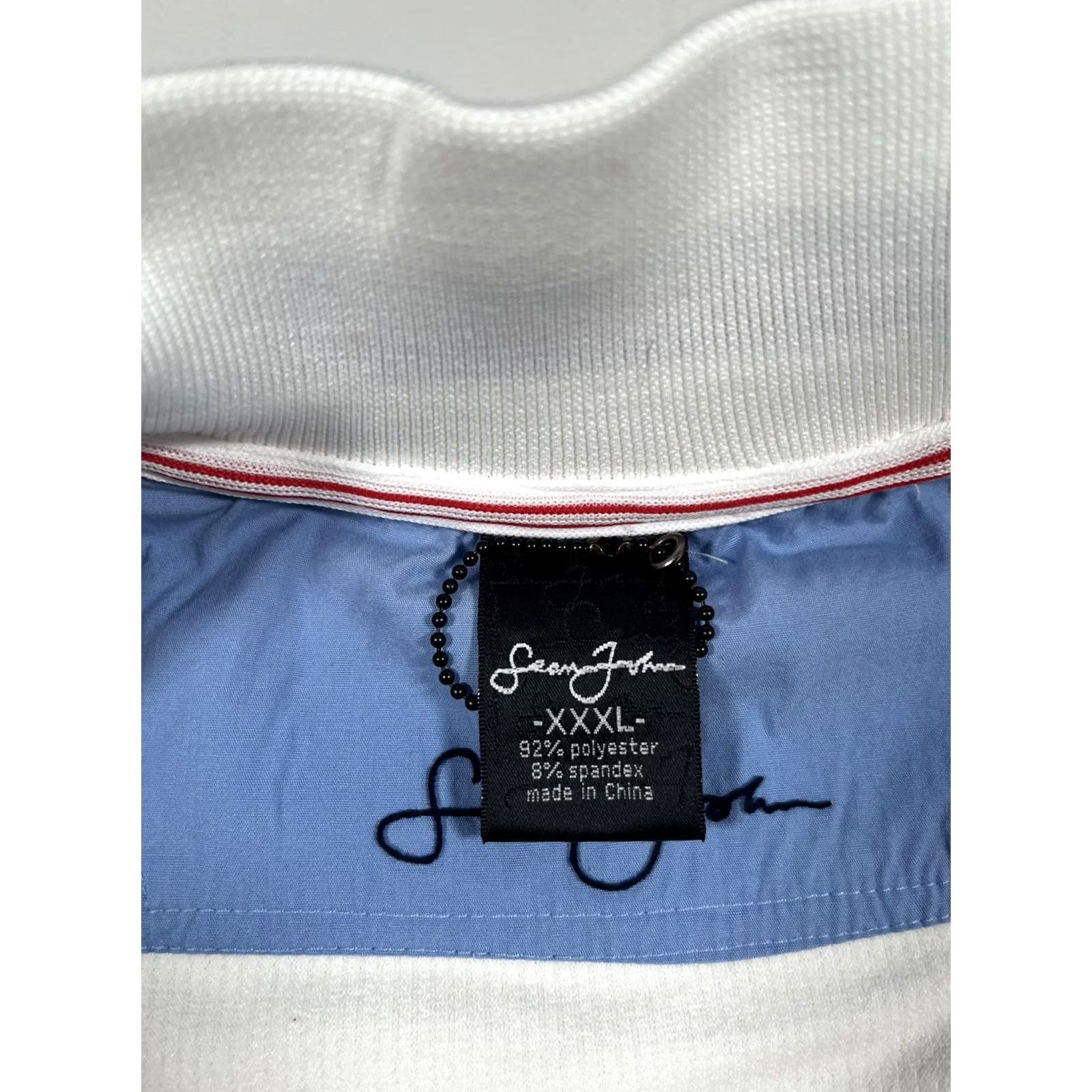 Sean John VINTAGE Sean John Jacket Mens 3XL White Blue Short Sleeve Full Zip Track Retro Size US 39 - 3 Thumbnail