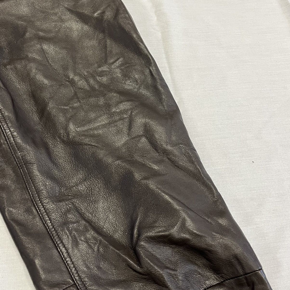REMAIN Birger Christensen Remain brown leather straight leg pants trousers Size 27" / US 4 / IT 40 - 6 Thumbnail