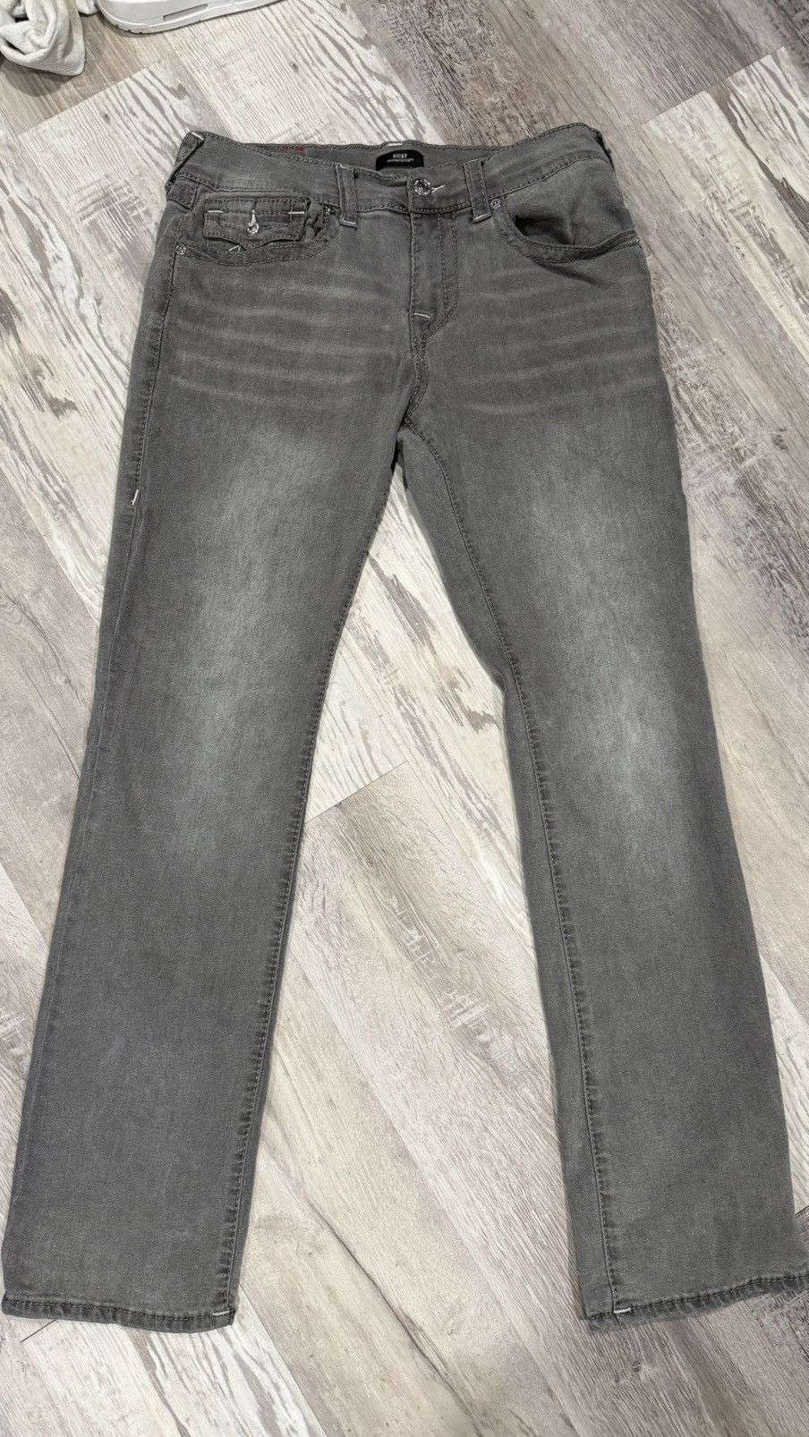True Religion True Religion Grey Ricky Straight Jeans Size US 34 / EU 50 - 3 Thumbnail