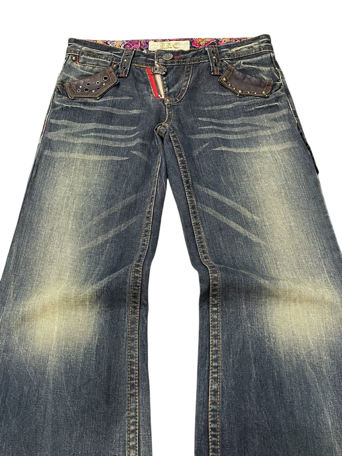 Hysteric Glamour × Japanese Brand LLC Japan Studded Mud Wash Embellished Flare Wide Leg Jeans Size US 29 - 14 Thumbnail